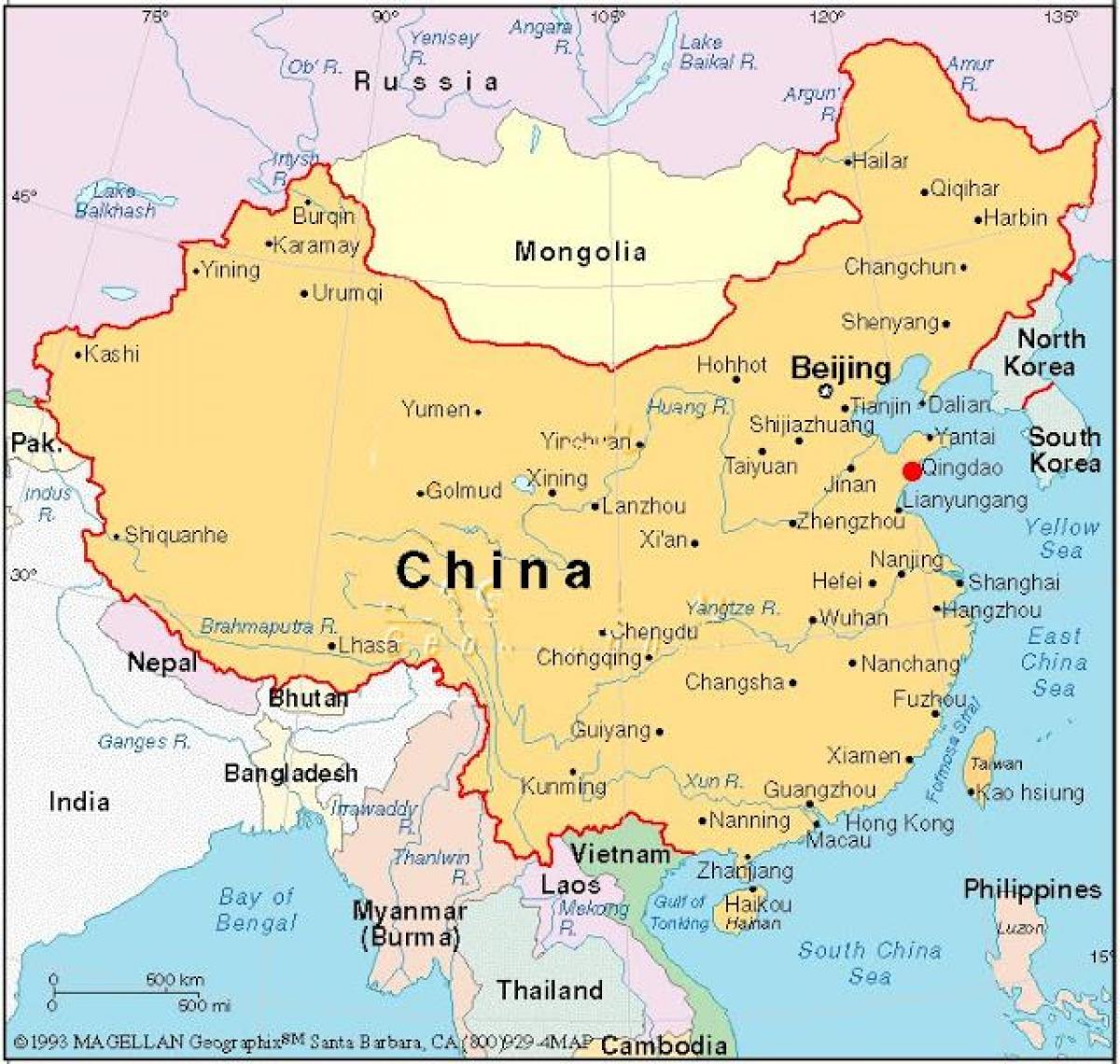 harta e kryeqytetit të Kinës