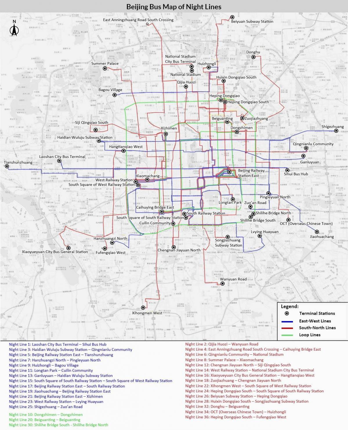 Pekin autobus rrugë hartë